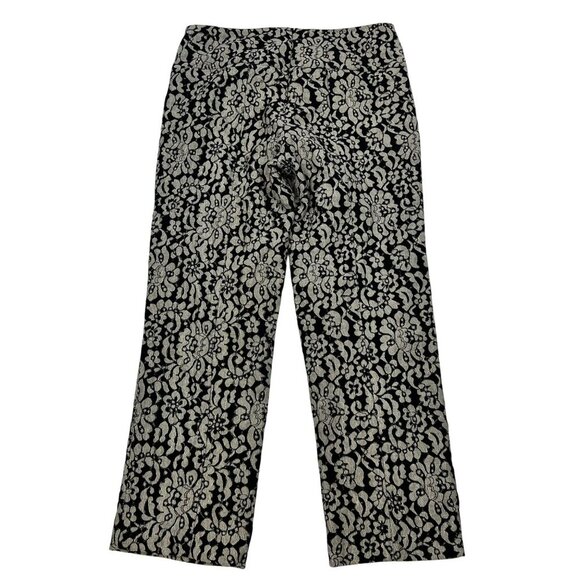 Mystree Womens Lace Cropped Dress Pants Black/Cream Size Medium Pockets - Picture 1 of 10